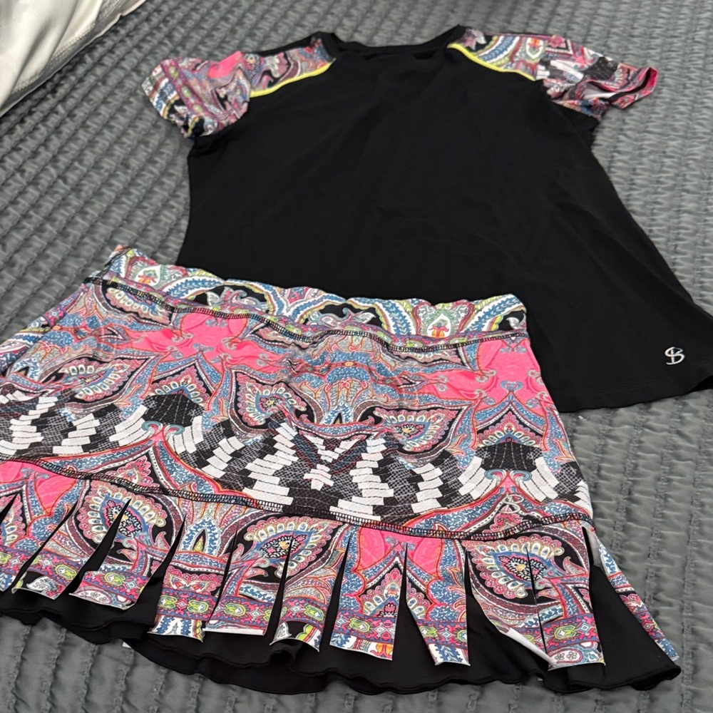Vibrant Pink Patterned Skirt Set